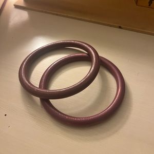 Eloquii Maroon Wooden Bangle Set